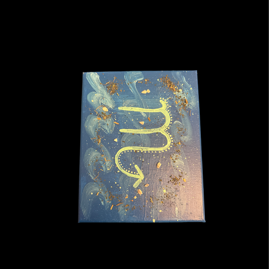 Scorpio Zodiac Painting with herbs and crystals